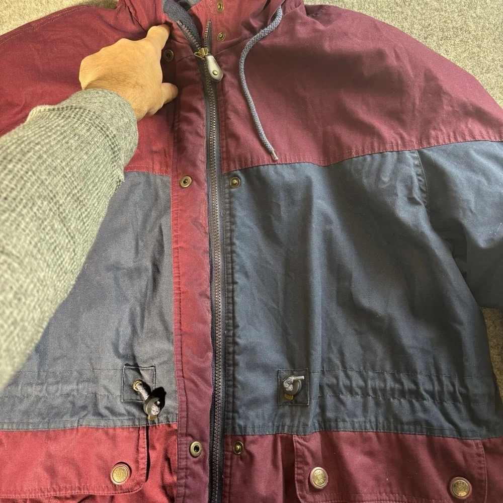 Vintage Pacific Trail Jacket Mens Xl Burgundy Navy Colorblock‎ Fleece Line 90's